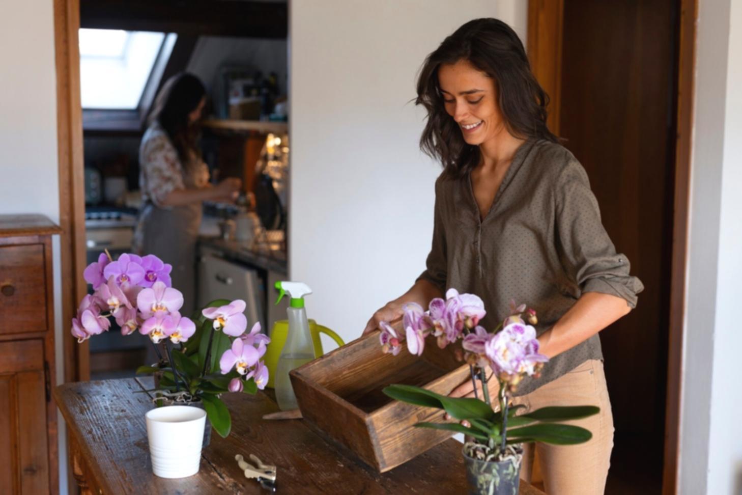 Parallel floristry technique demonstration with structured floral arrangement